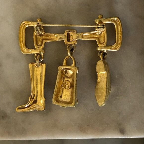 ETIENNE AIGNER Boot, Saddle Bag, Loafer, Bit Brooch/PinGold Tone Vintage… - Picture 11 of 17